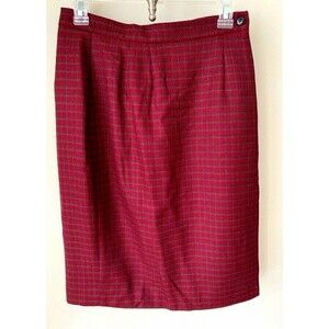 JONES NEW YORK  Women's 100% Wool Lined Wrap Skirt Cranberry Plaid SZ 8 NWT